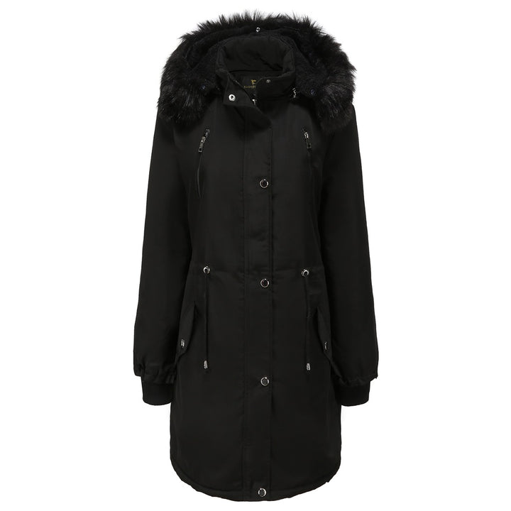 Damen Fleecegefütterte Parka-ähnliche Jacke mit abnehmbarer Kapuze Drune
