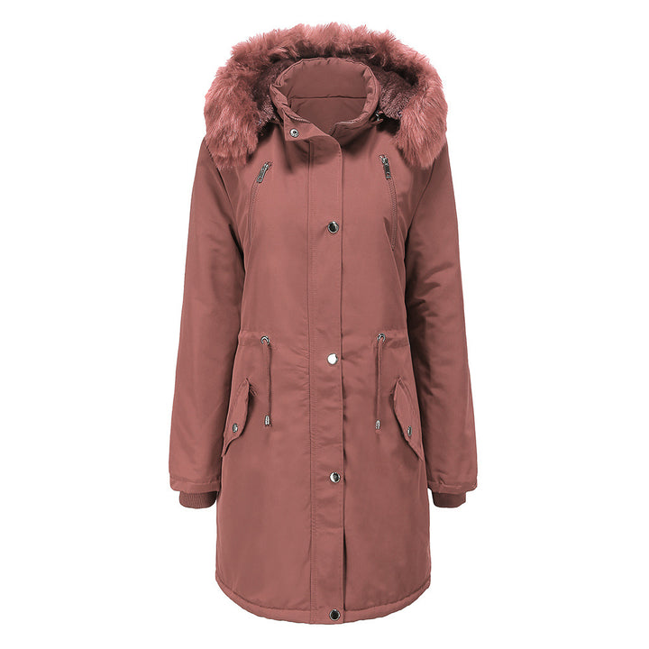 Damen Fleecegefütterte Parka-ähnliche Jacke mit abnehmbarer Kapuze Drune