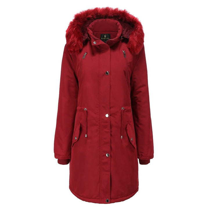 Damen Fleecegefütterte Parka-ähnliche Jacke mit abnehmbarer Kapuze Drune