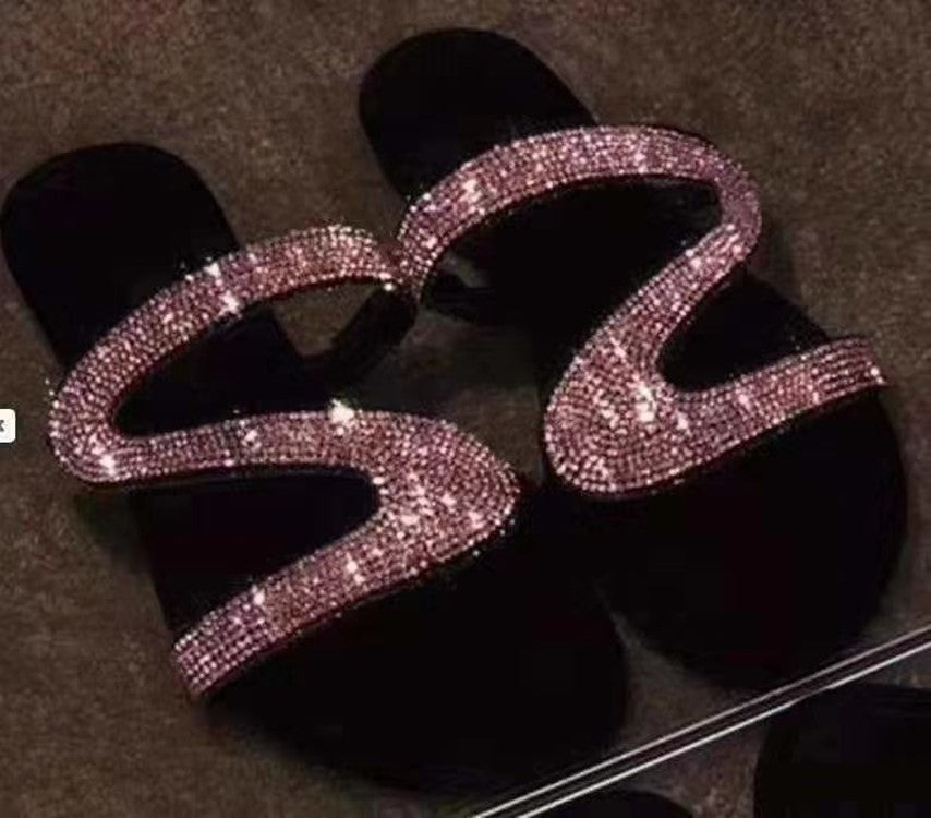 Damen Glamouröse Zehentrenner-Sandalen mit funkelnden Strass-Akzenten Drune