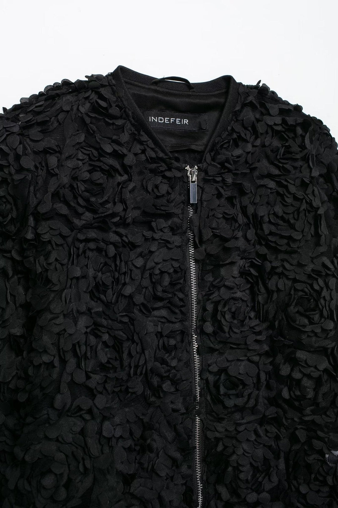 Drune | Texturiertes Zip-Up-Jacke - Stilvolle kurze Passform - Kunstpelz-Design - Abendmode