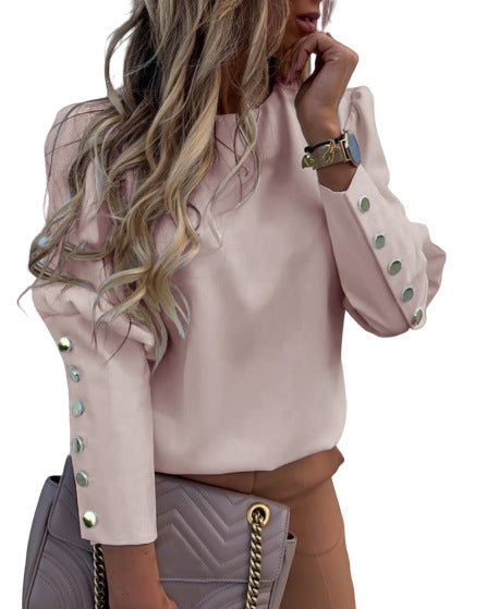 Damen elegante Bluse mit modischen Knopfdetails und lockerer Passform Drune