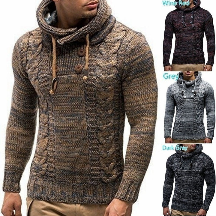 Herren Strickpullover mit hochschließendem Kragen und markantem Zopfmuster Drune