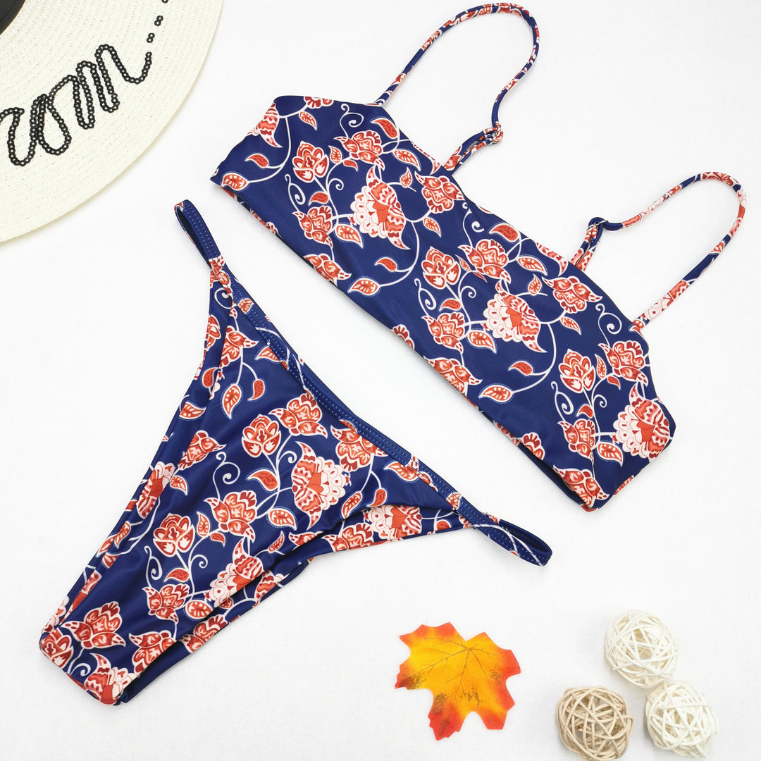 Damen floral gemusterter Bikini mit modischem Schnitt Drune