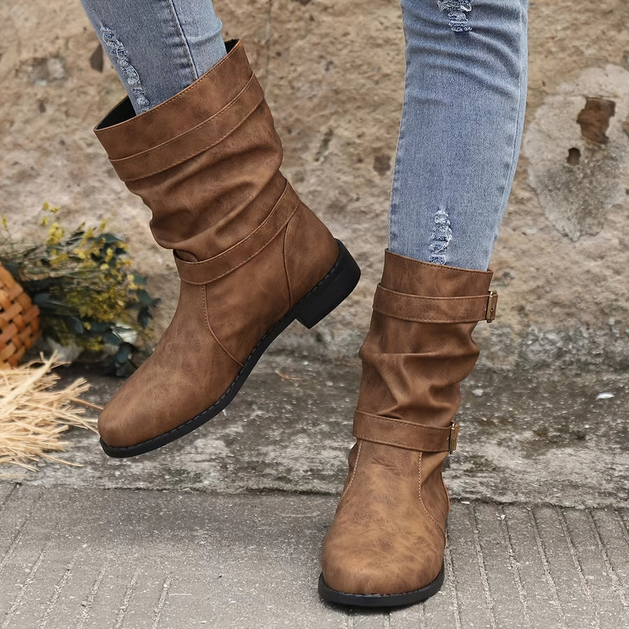 Drune | vintage schnalle strap western ankle boots für frauen