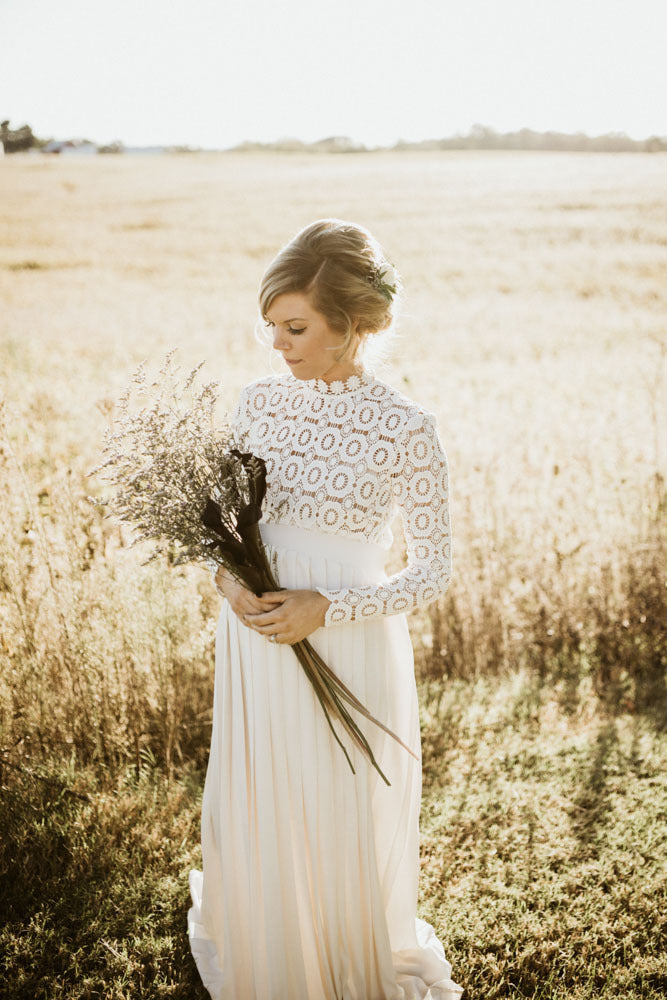 Elegantes Umstandskleid mit Spitze und langen Ärmeln für Damen Drune