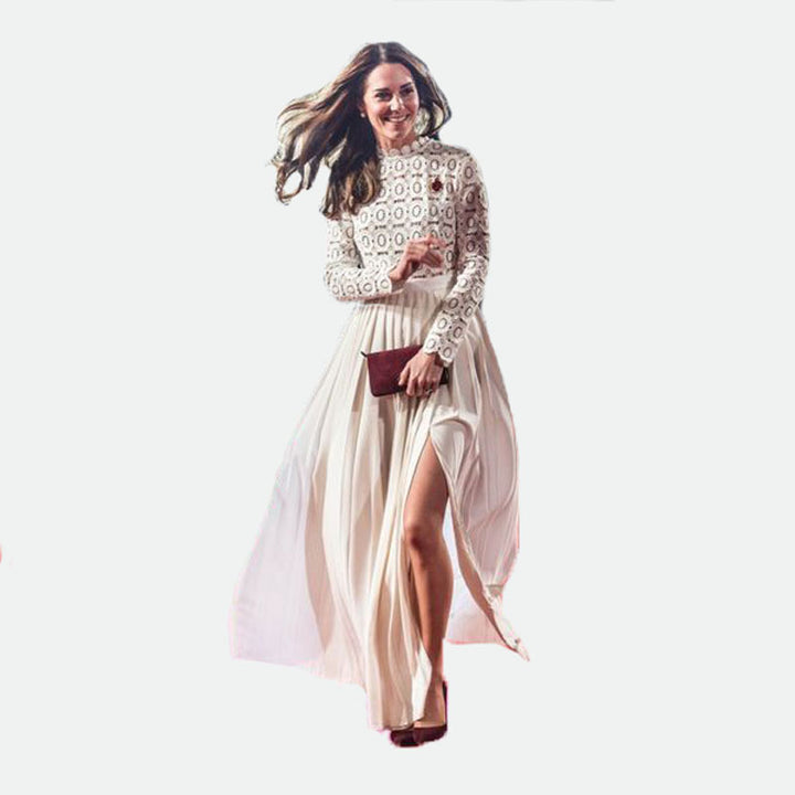 Elegantes Umstandskleid mit Spitze und langen Ärmeln für Damen Drune