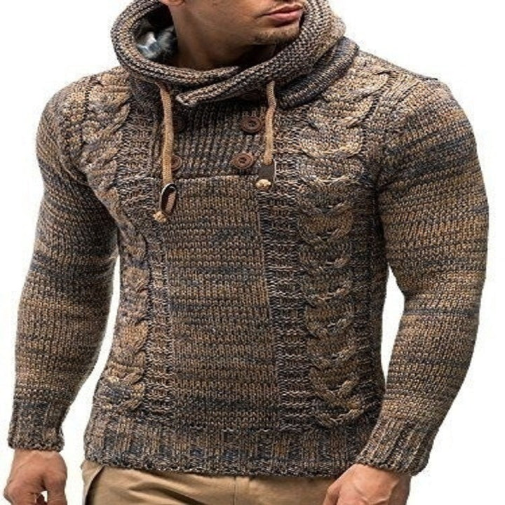 Herren Strickpullover mit hochschließendem Kragen und markantem Zopfmuster Drune