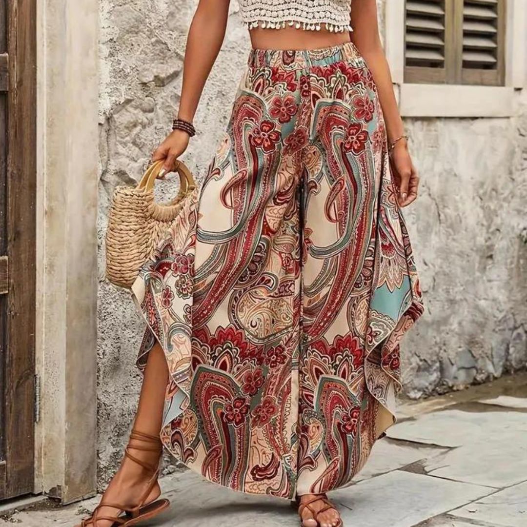 Drune | Boho Paisley-Hose mit weitem Bein