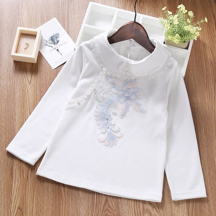 Mädchen modisches Sweatshirt mit elegantem Spitzenbesatz Drune