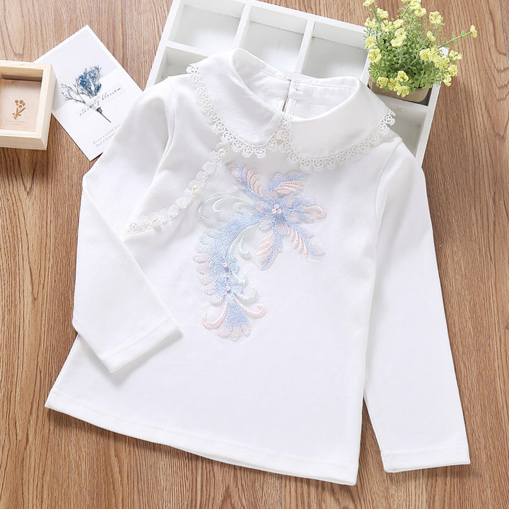 Mädchen modisches Sweatshirt mit elegantem Spitzenbesatz Drune