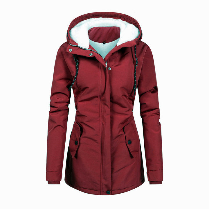 Drune | Mit Fleece gefütterte Damenjacke mit Kapuze und Kordelzug