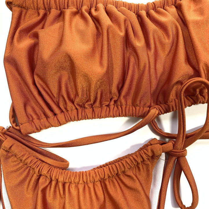 Damen Bikiniset mit raffiniertem Raffung und verstellbaren Trägern Drune