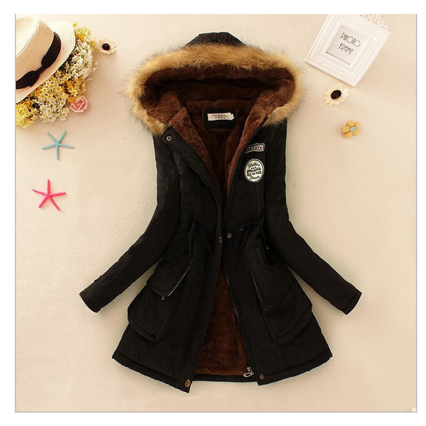 Damen gesteppte Winterjacke mit abnehmbarem Kunstfellkragen und praktischen aufgesetzten Taschen Drune