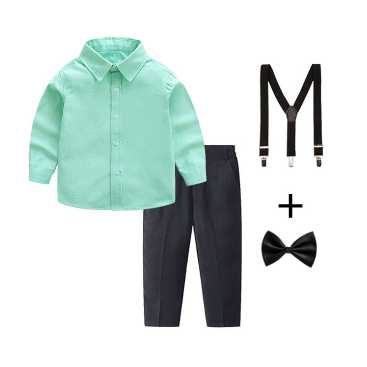 Damen elegantes Outfitset mit Hemd, Hose, Hosenträgern und Krawatte Drune