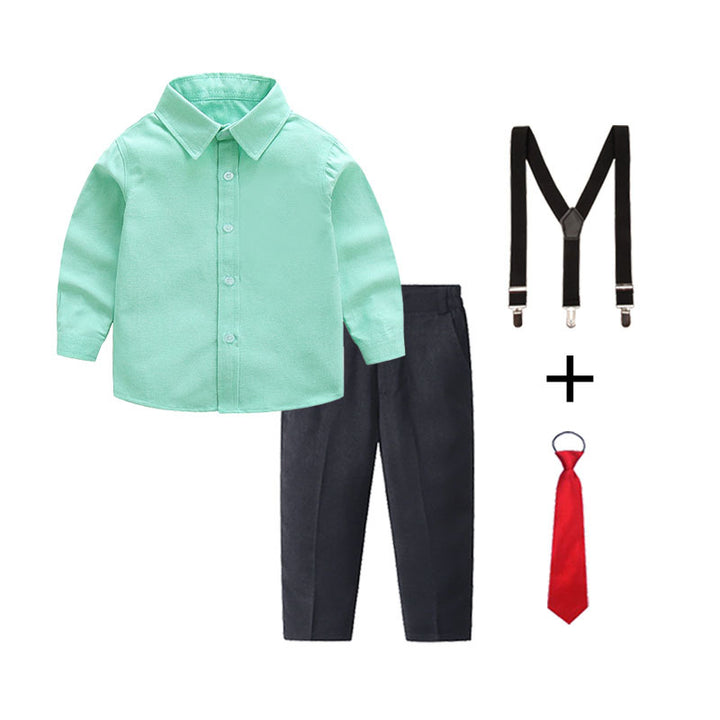 Damen elegantes Outfitset mit Hemd, Hose, Hosenträgern und Krawatte Drune