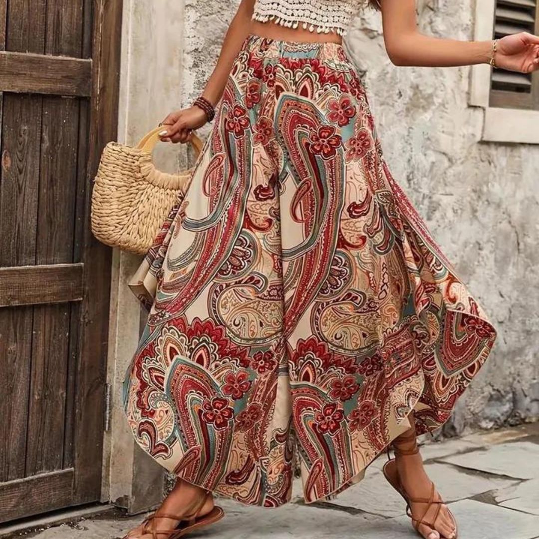 Drune | Boho Paisley-Hose mit weitem Bein
