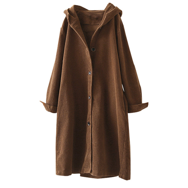 Damen Hoody-mantel mit durchgehendem Knopfverschluss und lässigem Schnitt Drune