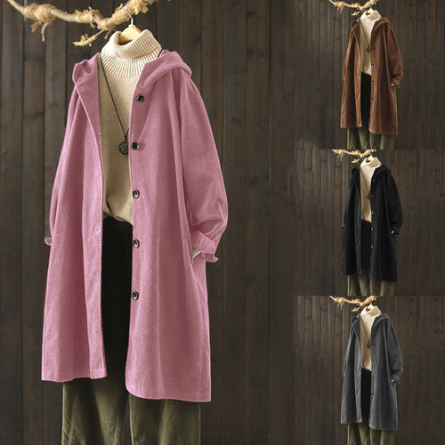 Damen Hoody-mantel mit durchgehendem Knopfverschluss und lässigem Schnitt Drune