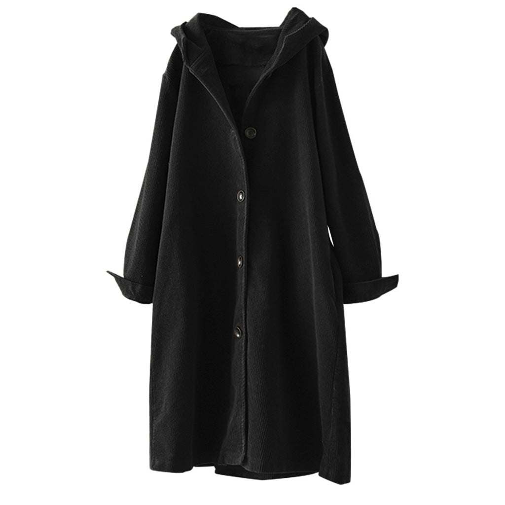 Damen Hoody-mantel mit durchgehendem Knopfverschluss und lässigem Schnitt Drune