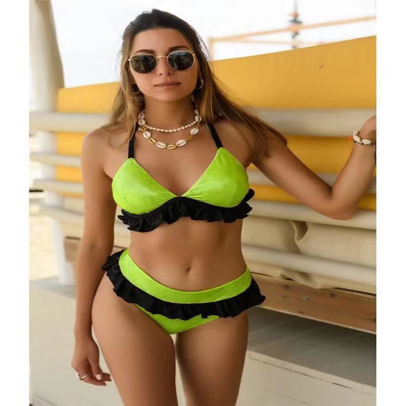 Damen Raffinierter Triangel-Bikiniset mit Volants Drune