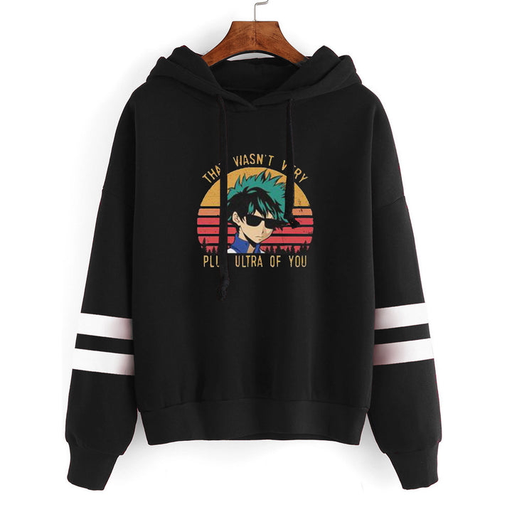 Damen Kapuzenpullover mit grafischem Druck und farbigen Streifen Drune