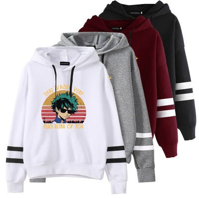 Damen Kapuzenpullover mit grafischem Druck und farbigen Streifen Drune
