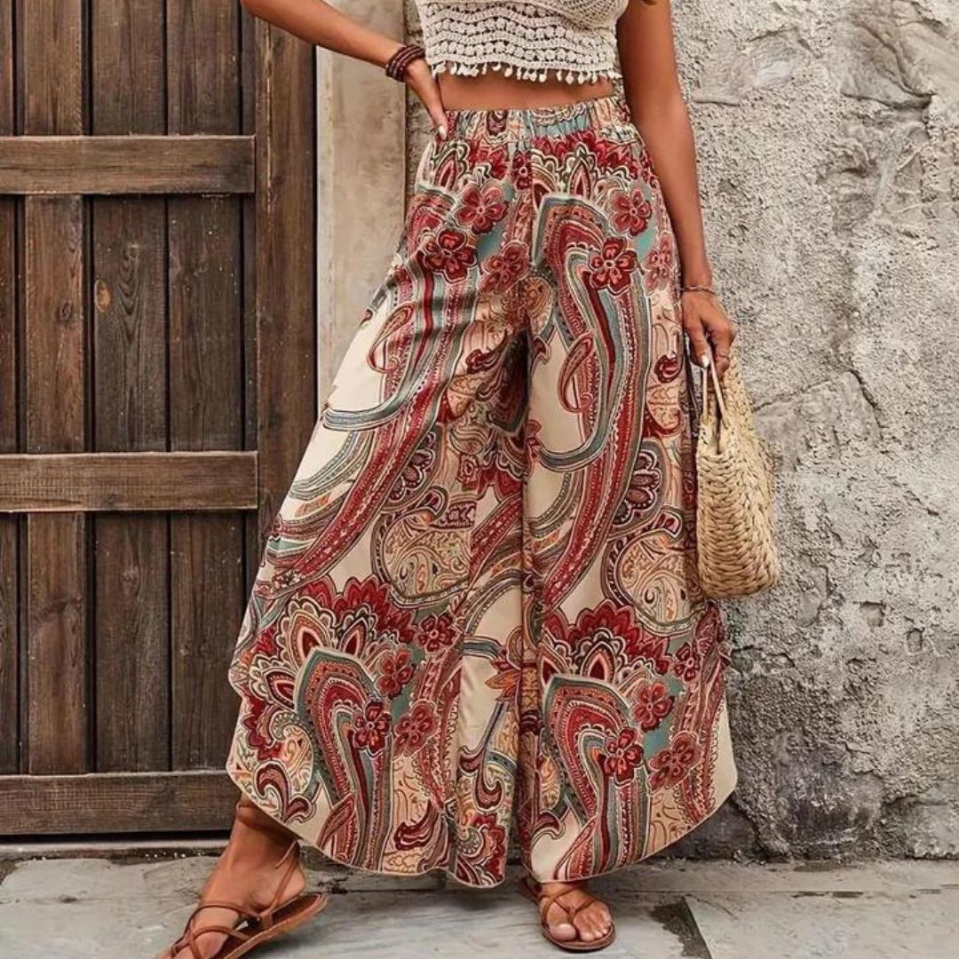 Drune | Boho Paisley-Hose mit weitem Bein