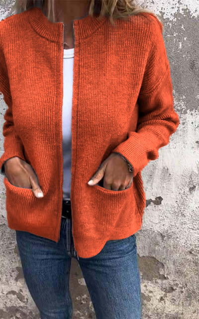 Drune | Strickjacke - Rundhalsausschnitt & Reißverschluss - Weiche Baumwolle