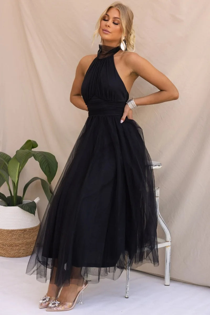 Drune | Halter Tüll Midi Kleid