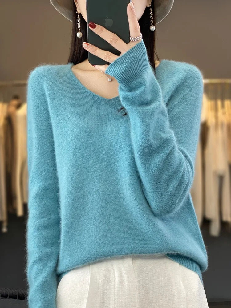 MonAmi V-Ausschnitt Leichtgewicht Kaschmir Pullover Damen