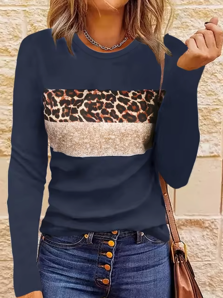 Drune | Langarm-T-Shirt mit Leopardenmuster