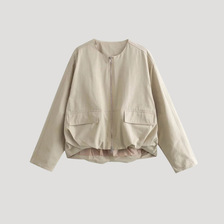 Drune | Damen beige leichte Zip-Up Bomberjacke