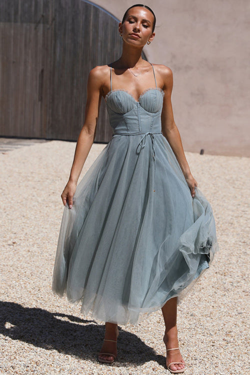 Drune | Rare Beauty Tüll Rückenfreies Midi Kleid