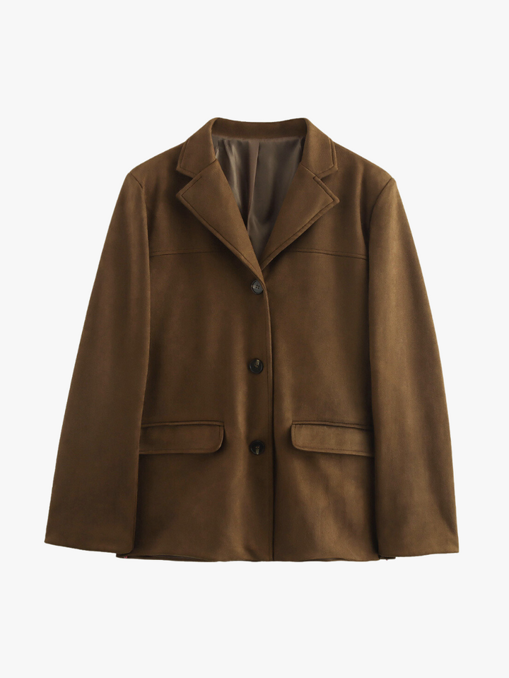 Drune | Klassischer Blazer Aus Wildlederimitat in Braun