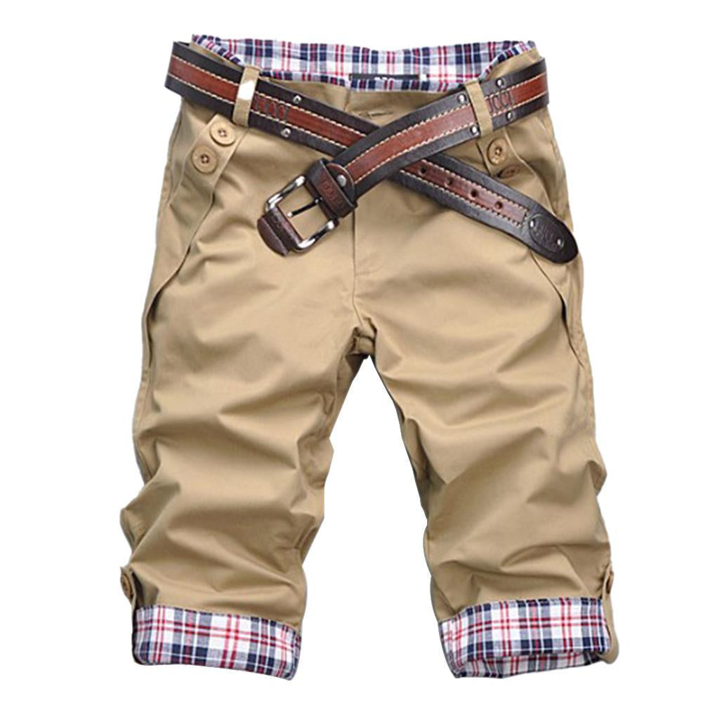 Drune – Hochwertige Shorts mit Gürtel und Karomuster