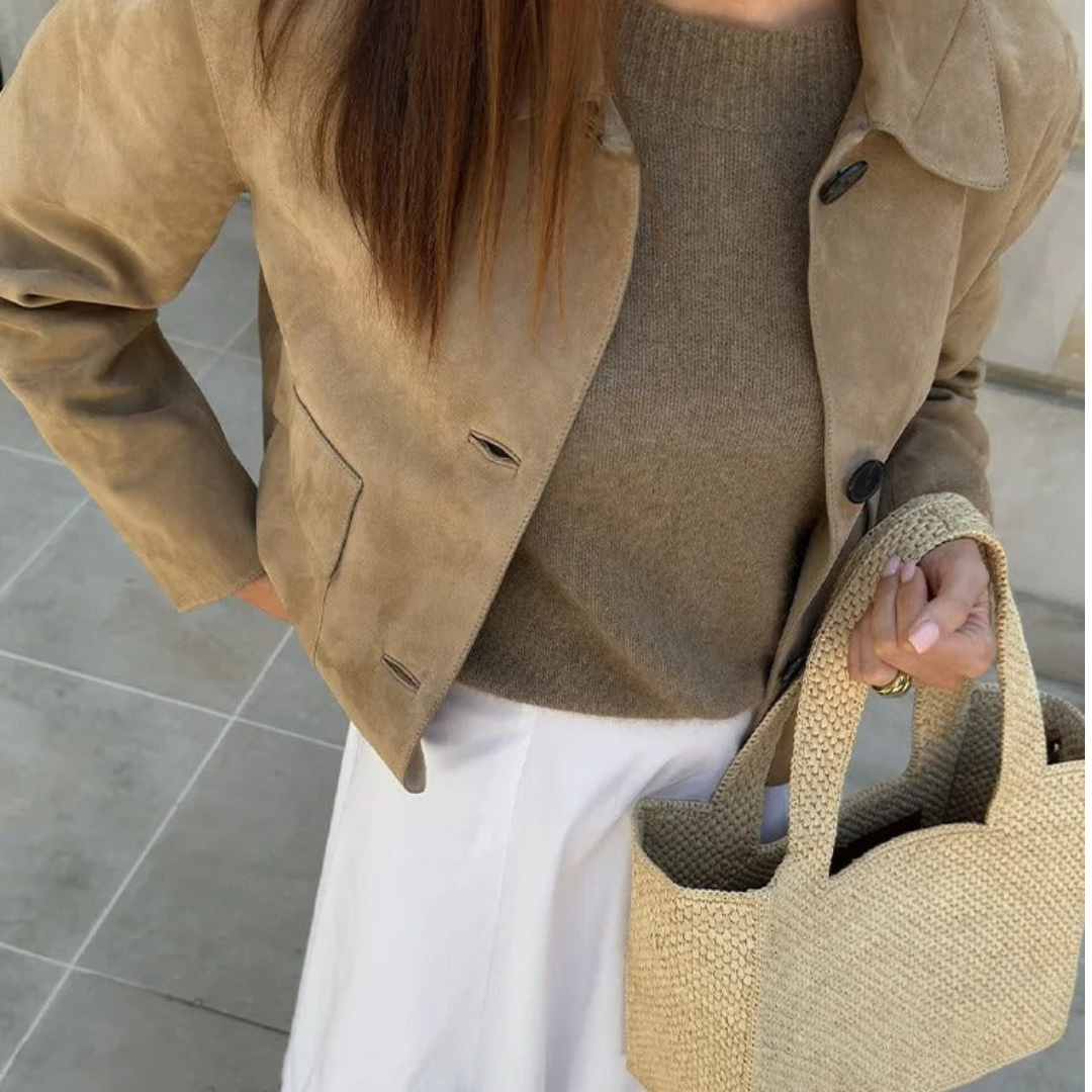 Drune | Beige Lederjacke