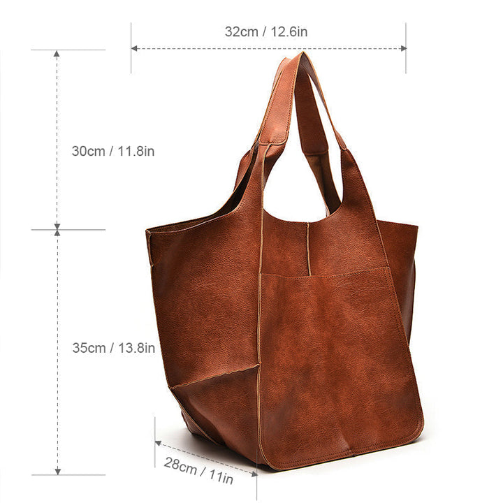 Drune | Überdimensionale Leder Schultertasche für Damen
