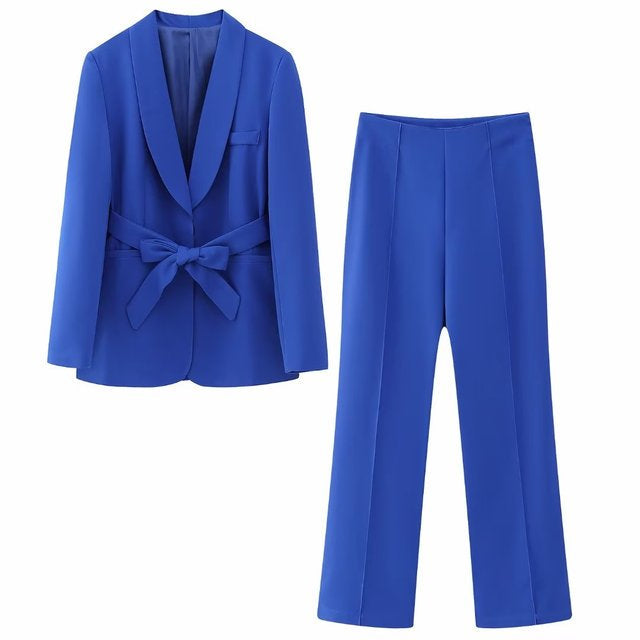Drune 2-teiliger Damenanzug | Eleganter Blazer mit Gürtel und passender Hose