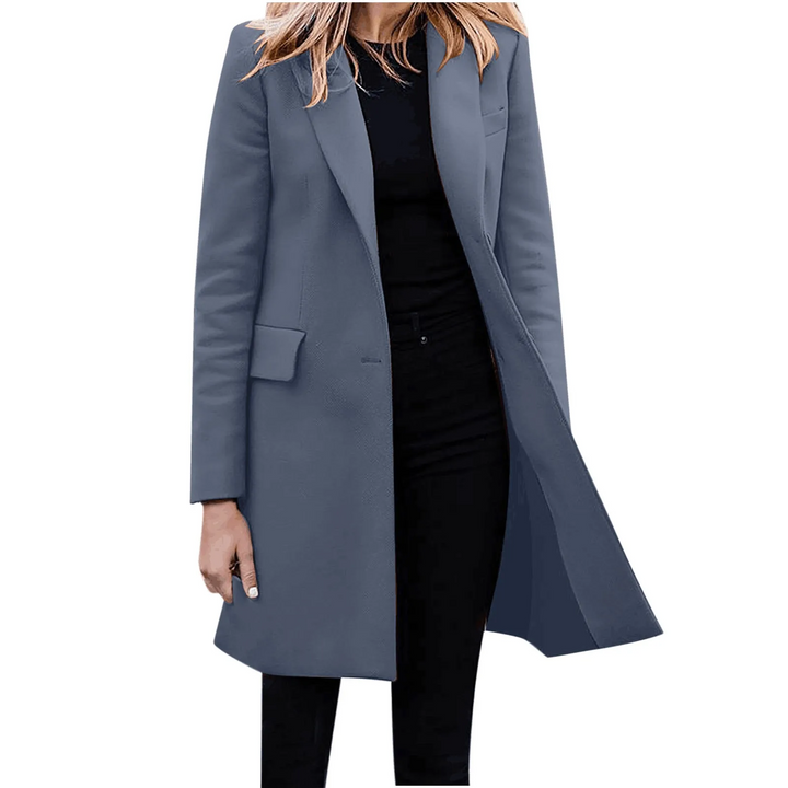 Drune | Damen Slim Fit Mantel Jacke, Ein Knopf Wolle Mix Lange Jacke