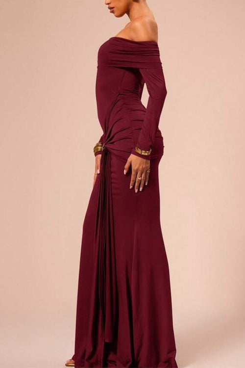 Drune | Rosiedress Off Shoulder Knoten Front Bodycon Maxi Party Kleid