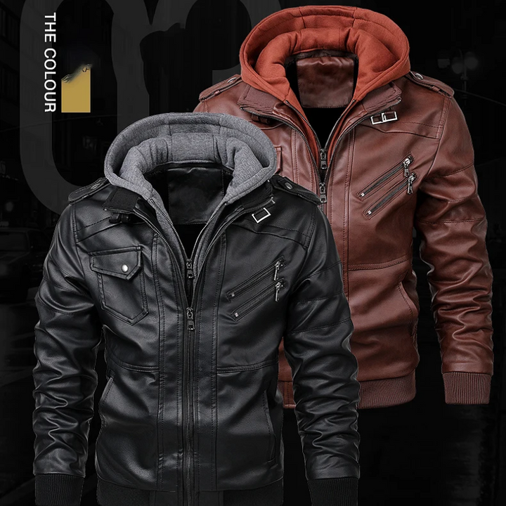 Drune | Lederjacke Herren Mit Reißverschluss, Klassische Jacke Aus Echtleder