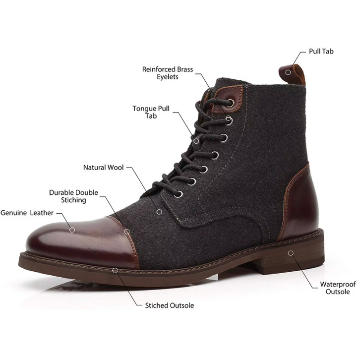Drune | Stylische Herrenschuhe Stiefel Mit Leder Und Stoffeinsatz