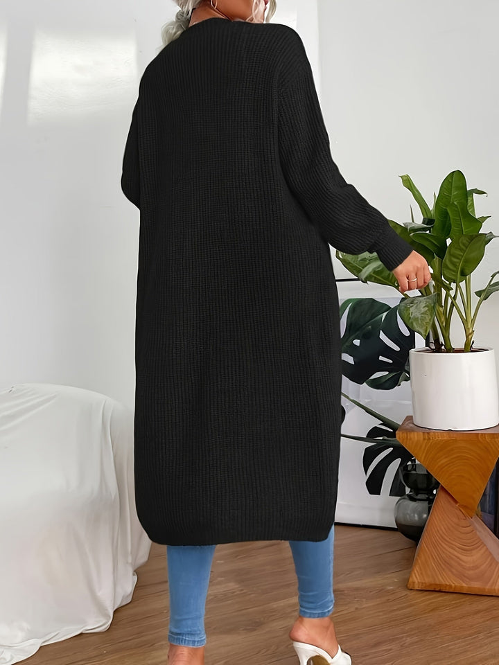 Drune | Damen Strickcardigan - Offener Grobstrickmantel mit Taschen & lockerer Passform