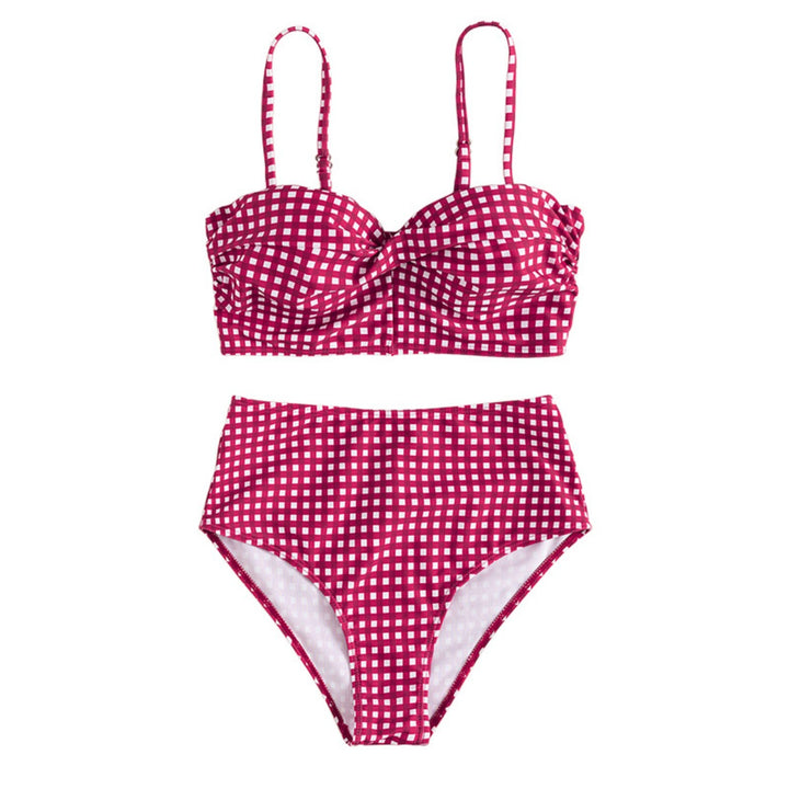 Drune | Sexy karierter geteilter Bikini mit hoher Taille