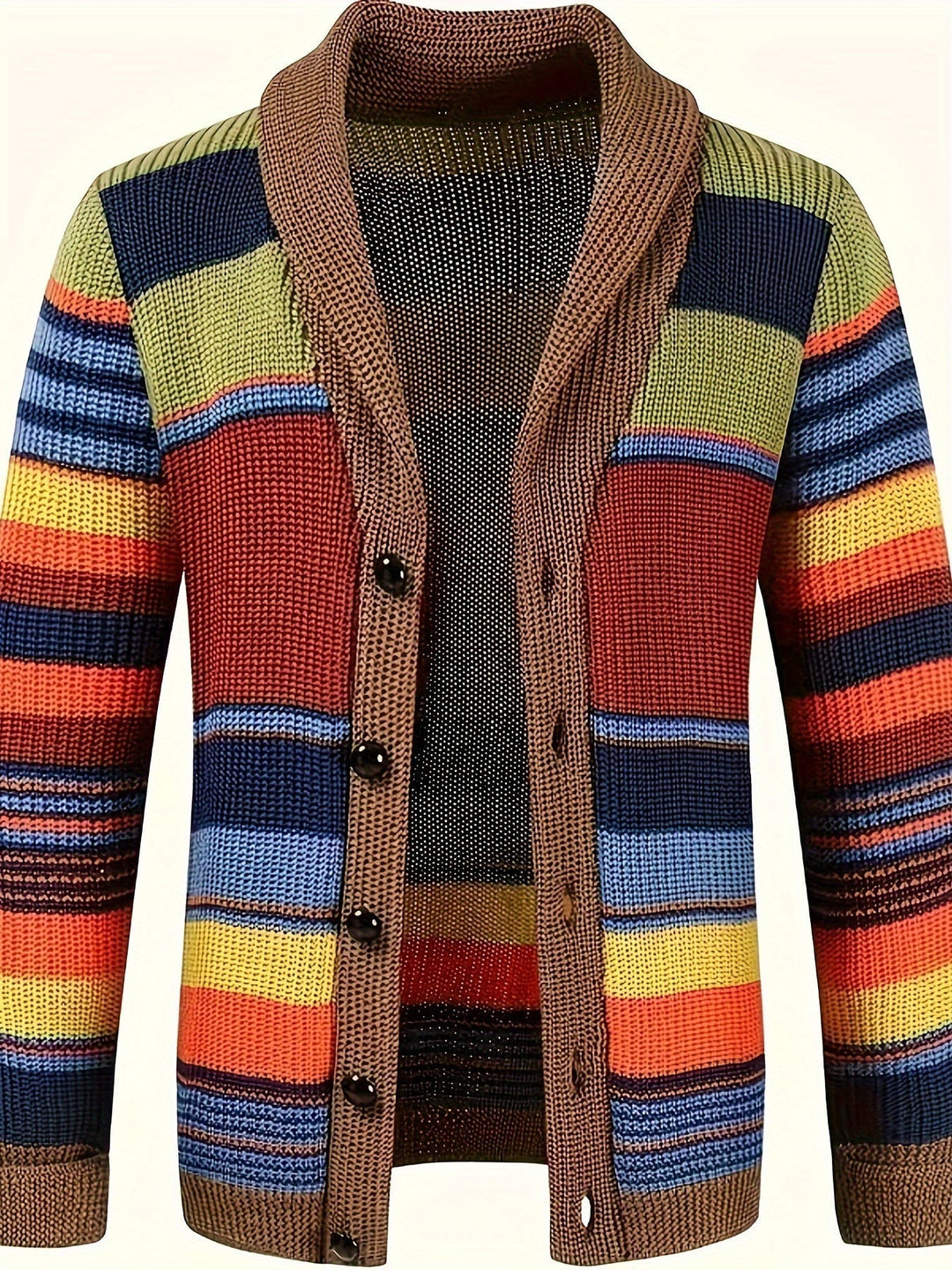 Drune | Großer Gestrickter Herren Strickjacke Mit Kontrastierenden Farben