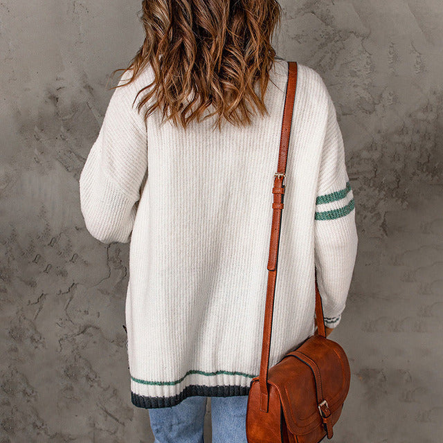 Drune | Gestreifte Strick-Strickjacke Mit Modernem Muster