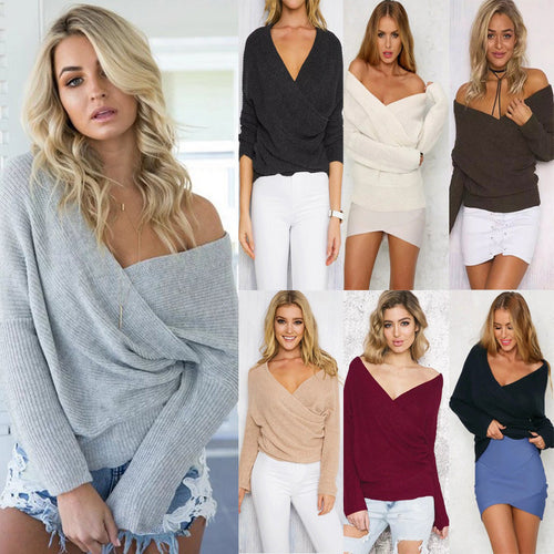 Damen Wickelpullover mit offenem Schulterdesign und lässiger Silhouette Drune