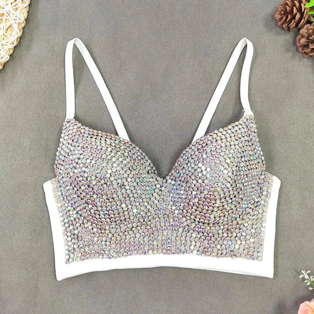 Drune | Top sexy mit V-Ausschnitt im Bustier-Stil mit leichten Diamanten