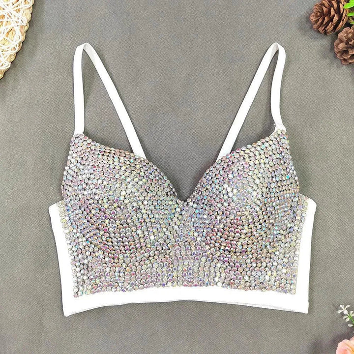 Drune | Top sexy mit V-Ausschnitt im Bustier-Stil mit leichten Diamanten